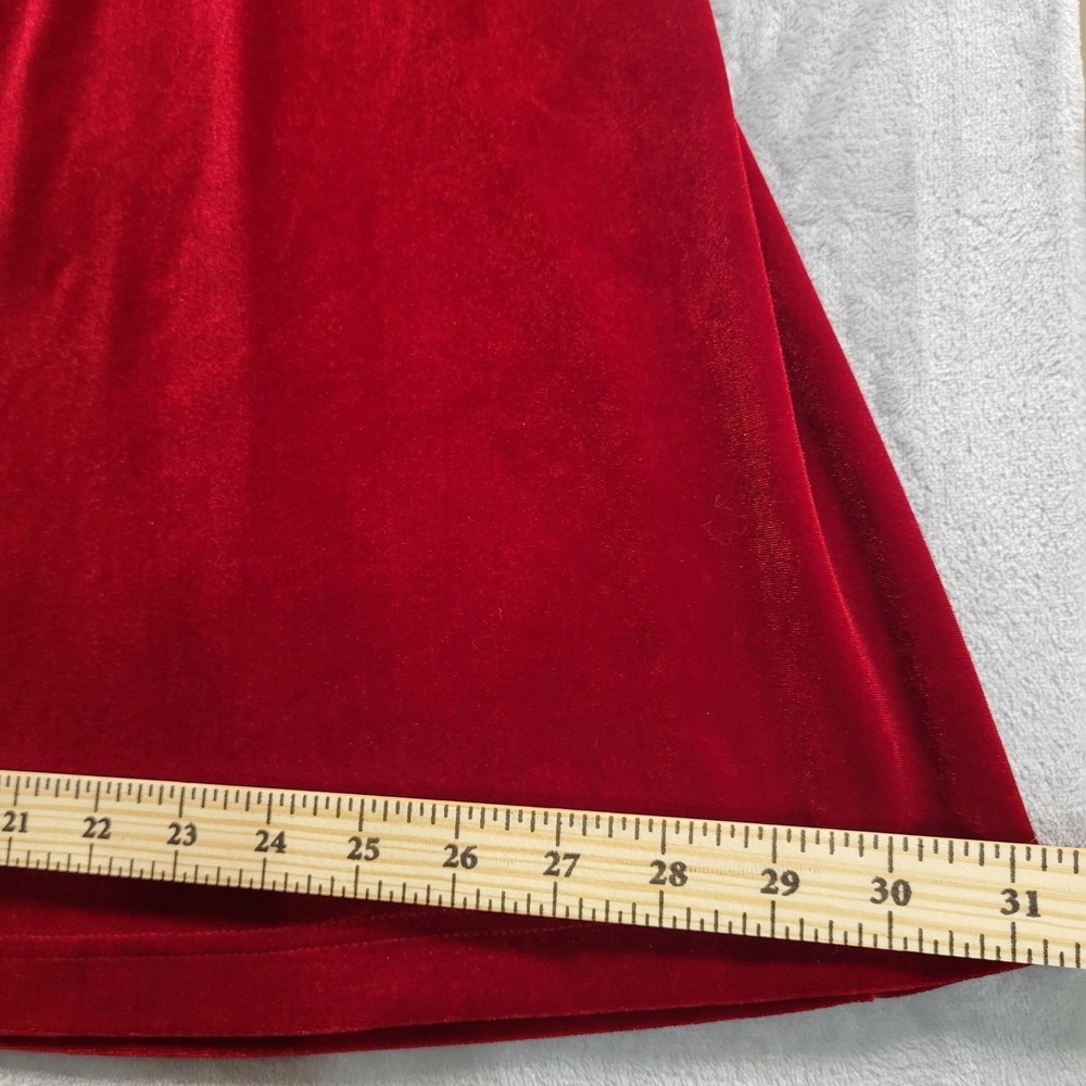Jaclyn Smith Womens L Velvet Maxi Skirt Red Christmas Holiday Old Money Modest - Picture 5 of 8